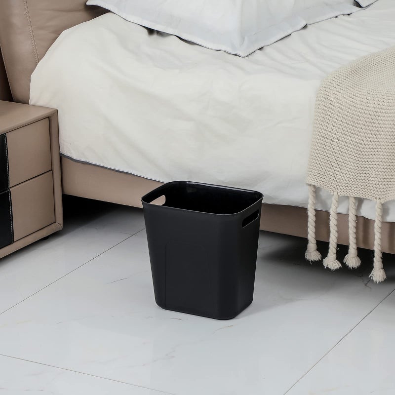 UUJOLY Plastic Small Trash Can Wastebasket, Garbage Container Basket for Bathrooms, Laundry Room, Kitchens, Offices, Kids Rooms, Dorms, 3.5 Gallon, Black - Image 2