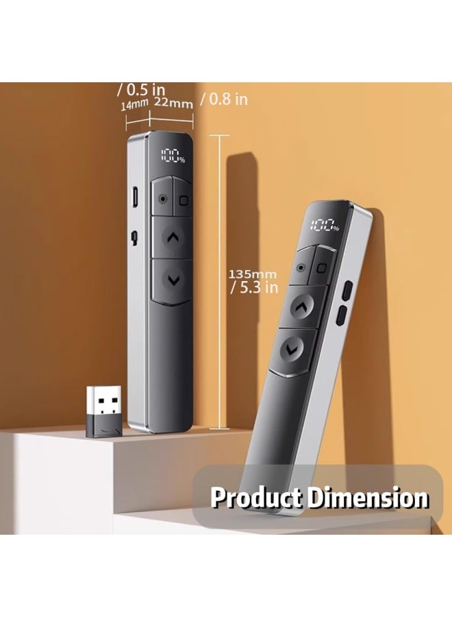 Flushrenic Presentation Clicker with 2.4GHz USB Control - 100m Remote Presenter, Rechargeable PPT Pointer for Windows/Mac/Linux, Compatible with PowerPoint/Keynote/Google Slides - Image 2