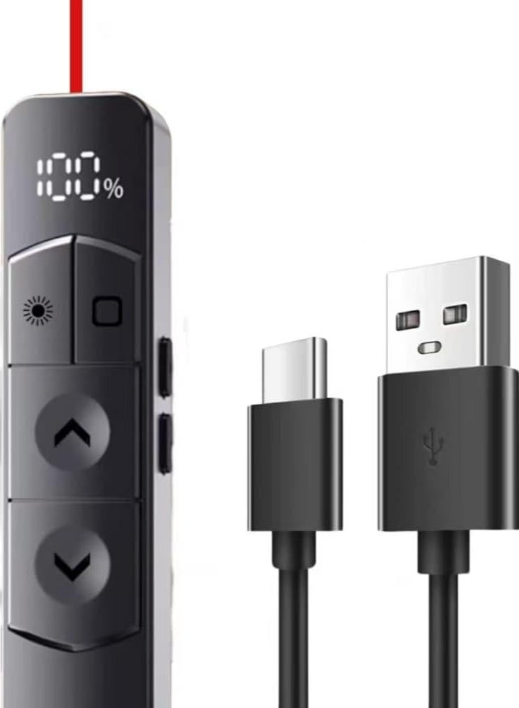 Flushrenic Presentation Clicker with 2.4GHz USB Control - 100m Remote Presenter, Rechargeable PPT Pointer for Windows/Mac/Linux, Compatible with PowerPoint/Keynote/Google Slides - Image 1
