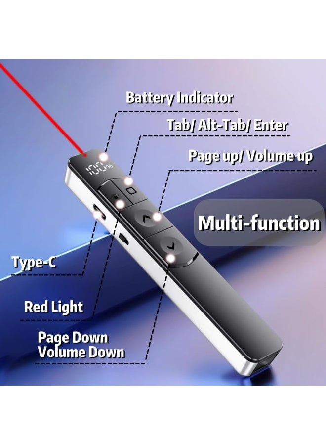 Flushrenic Presentation Clicker with 2.4GHz USB Control - 100m Remote Presenter, Rechargeable PPT Pointer for Windows/Mac/Linux, Compatible with PowerPoint/Keynote/Google Slides - Image 3