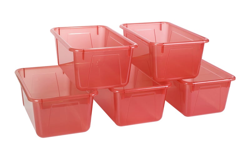 Storex Small Cubby Bin 122 x 78 x 51 Inches Candy Red 5Pack 62475U05C