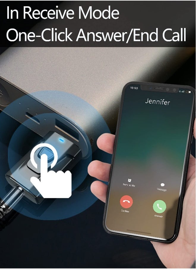 ماركة غير محددة محول ومرسل USB Bluetooth 5.0 4 في 1، محول صوتي لاسلكي صغير لـ 3.5 مم AUX، مثالي للتلفزيون والكمبيوتر وسماعات الرأس ومكبرات الصوت وأنظمة الصوت في السيارة / المنزل.  - Image 2