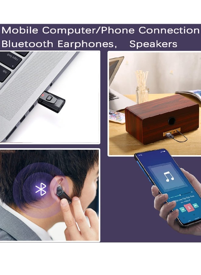 ماركة غير محددة محول ومرسل USB Bluetooth 5.0 4 في 1، محول صوتي لاسلكي صغير لـ 3.5 مم AUX، مثالي للتلفزيون والكمبيوتر وسماعات الرأس ومكبرات الصوت وأنظمة الصوت في السيارة / المنزل.  - Image 5