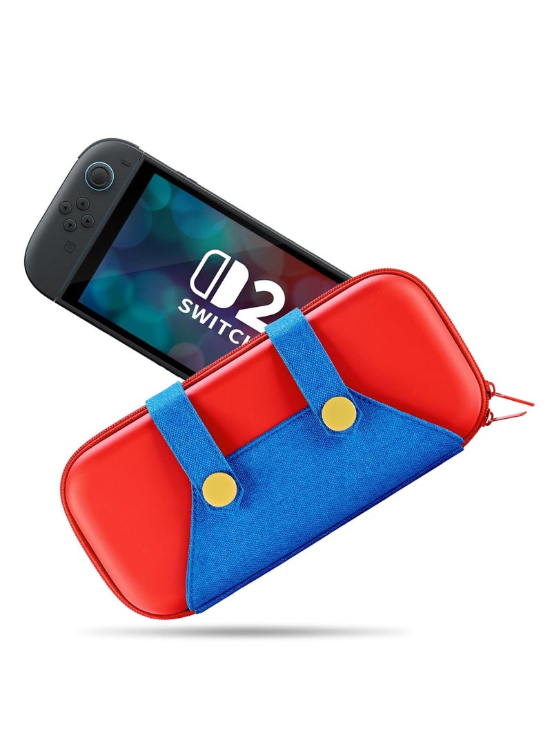 Carrying Case for Nintendo Switch 2 2025, Protective Case with 10 Game Cartridge Holders, Travel Carrying Storage Pouch - Red Blue - Image 1