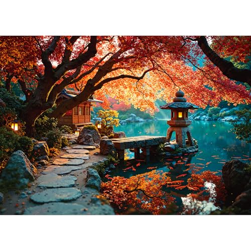 lamplig Puzzles for Adults 1000 Pieces Japanese Fall Kyoto Landscape Lake Nature 1000 Piece Puzzle for Adults Seniors Jigsaw Puzzles 1000 Pieces with Letters on Back Gifts Decor 11 Poster - Image 1