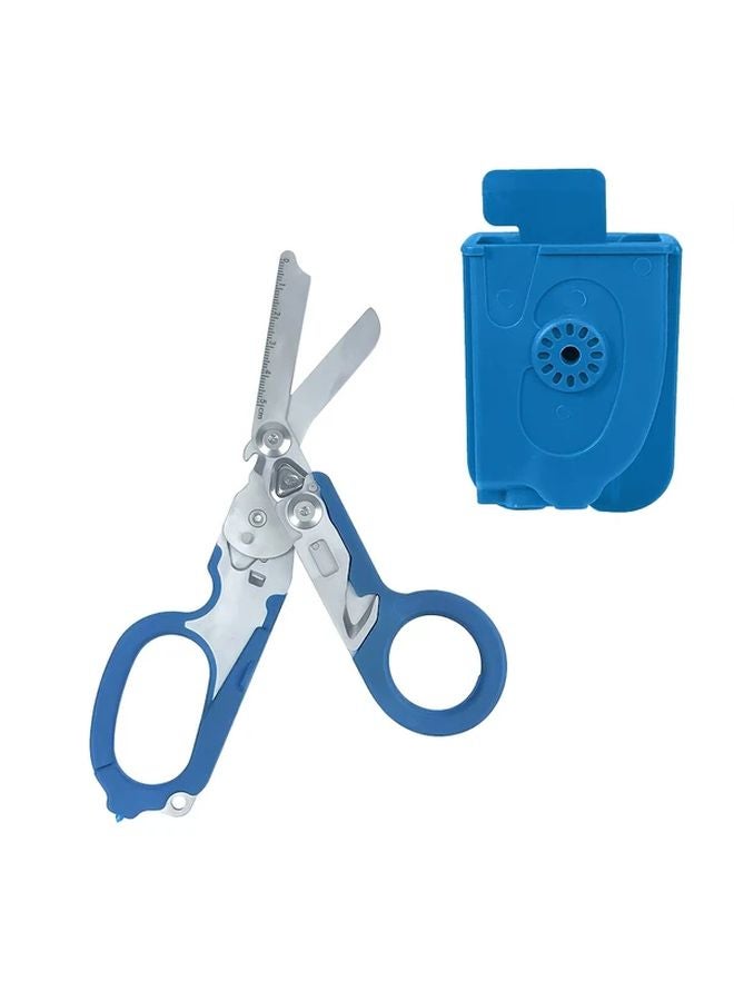 Blue Heavy Duty Stainless Steel Folding Trauma Shears Emergency Rescue Scissors - Image 1