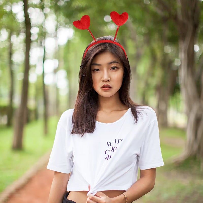 3pcs Loving Heart Hair Adorable Hair Bands Hair Accessories for Women Girls (Red Spring Loving Heart Hair Hoop) - Image 2