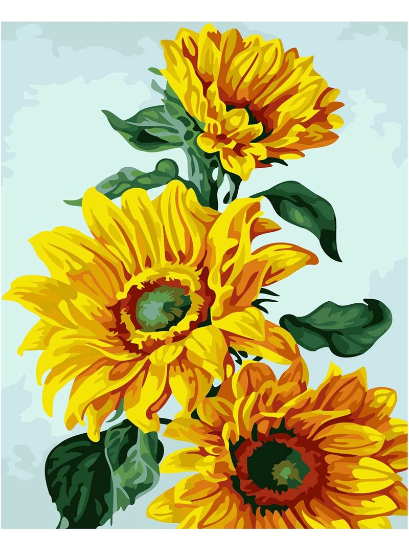 SOLARAE Paint by Numbers for Adults Beginner Kids DIY Adult Number Kits on Canvas Flowers Acrylic Painting with 3 Brushes Easy Crafts Hobby Oil Kit-Sunflower No Framed - Image 1