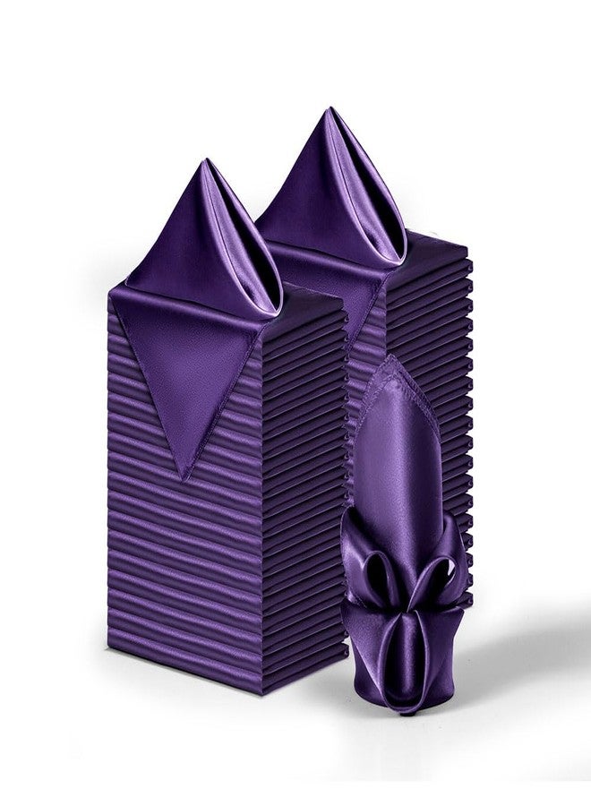 Counfeisly 36 Pack Square Satin Dinner Napkins, 16x16 Inches Silky Soft Smooth Table Cloth Napkins for Restaurant Weddings Banquet Party Decoration, Purple - Image 1