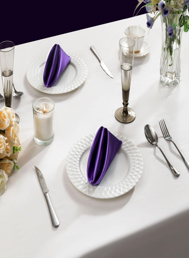 Counfeisly 36 Pack Square Satin Dinner Napkins, 16x16 Inches Silky Soft Smooth Table Cloth Napkins for Restaurant Weddings Banquet Party Decoration, Purple - Image 3