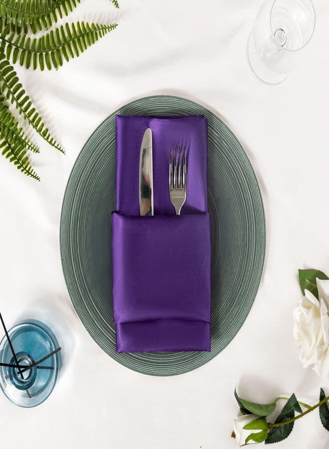 Counfeisly 36 Pack Square Satin Dinner Napkins, 16x16 Inches Silky Soft Smooth Table Cloth Napkins for Restaurant Weddings Banquet Party Decoration, Purple - Image 4