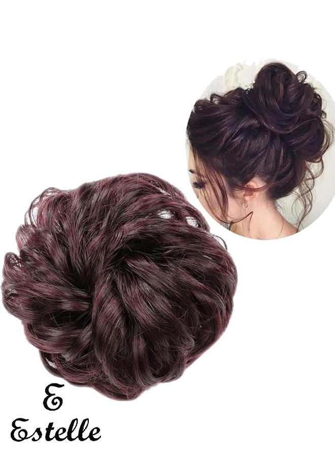 Estelle Messy Bun Hair Piece 100% Human Hair Messy Rose Bun Hair Buns Hair Piece for Women Real Hair Scrunchies Updo Hair Pieces Bun Extension Ponytail Messy Hair Bun (Dark Brown)  - Image 1