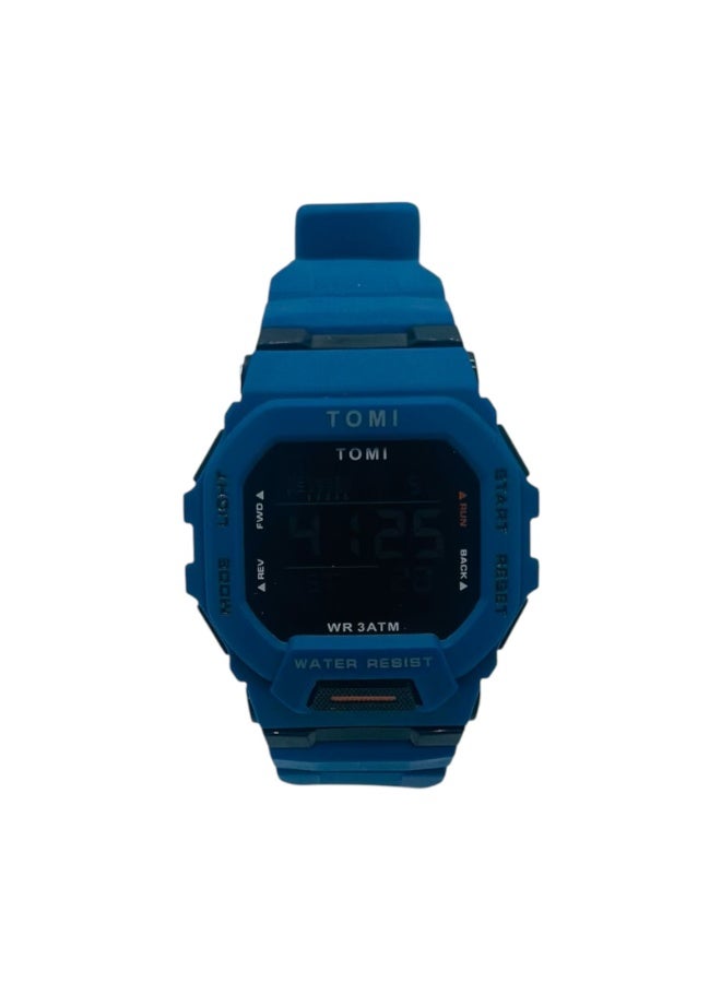 TOMI Blaze TM2020 Digital Sports Watch for Men – Electric Blue Tactical Design, 3ATM Water Resistant, LED Backlight, Multi-Function Silicone Strap Military Wristwatch - Image 5