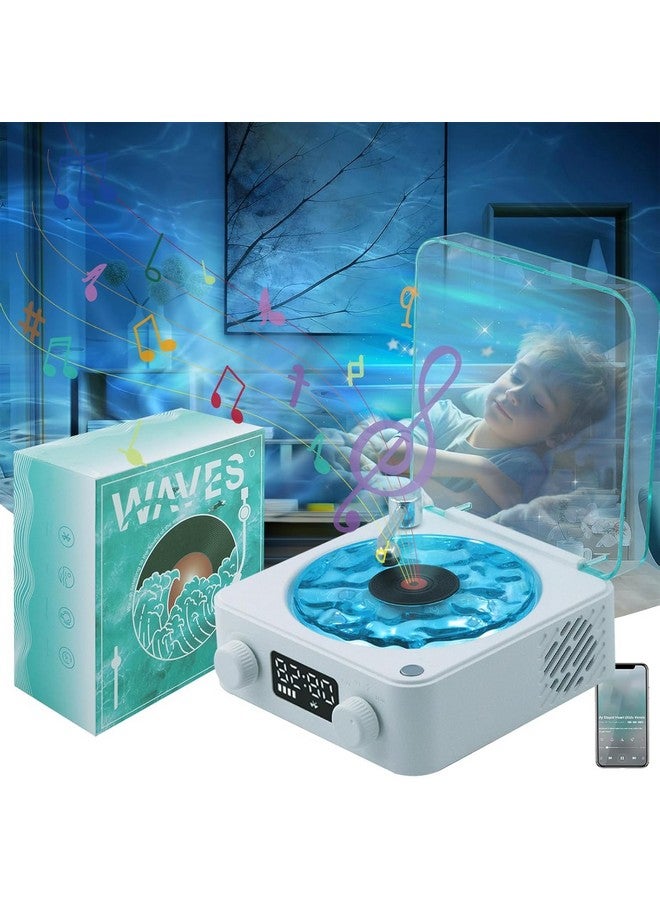 CPENSUS Retro-Style Wireless Waves Bluetooth Speaker, Aqua Vinyl Speaker, The Waves Vinyl Player with Ambience Light and Clock for Bedroom, Office, Party - Image 1
