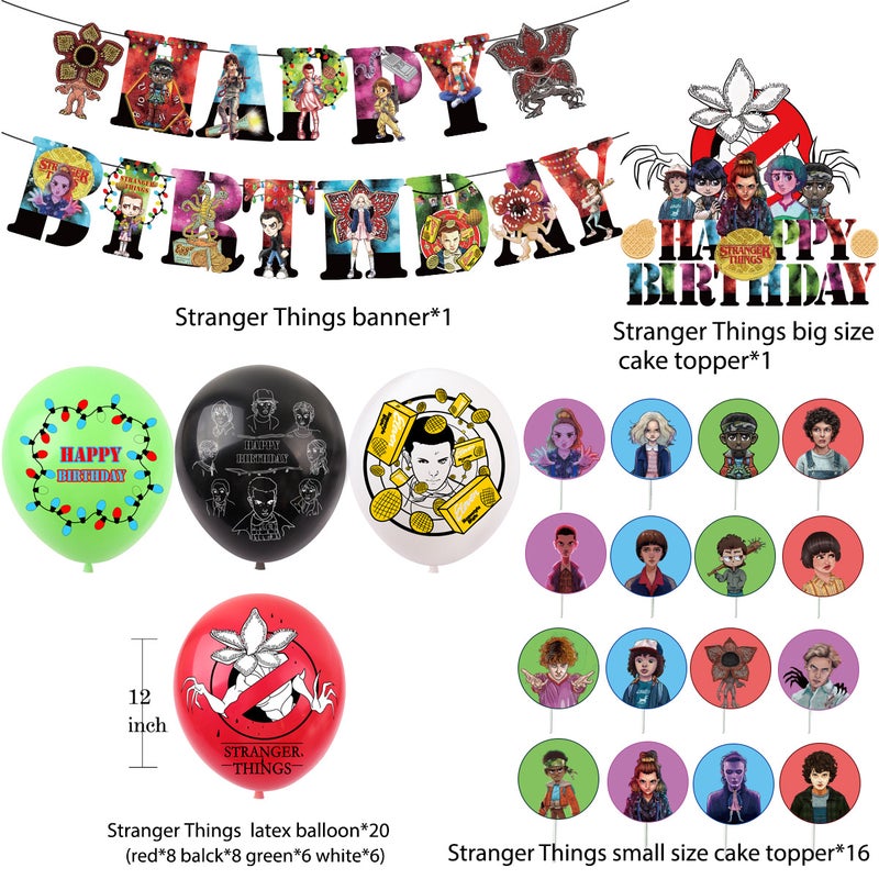 38-Piece 'Stranger Things' Themed Birthday Party Balloon and Banner Decoration Set - Image 2