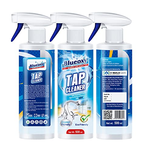 BLUEOXY Tap Cleaner Spray - 500ml | The Expert Hard Water | Soap Scum | Limescale Stain Remover Best for Basins | Faucets | Taps | Fixtures | Bathtubs | Shower Glasses - Pack of 1 - Image 5