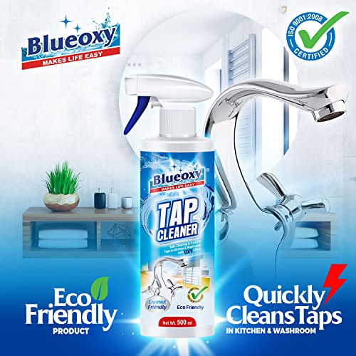 BLUEOXY Tap Cleaner Spray - 500ml | The Expert Hard Water | Soap Scum | Limescale Stain Remover Best for Basins | Faucets | Taps | Fixtures | Bathtubs | Shower Glasses - Pack of 1 - Image 2