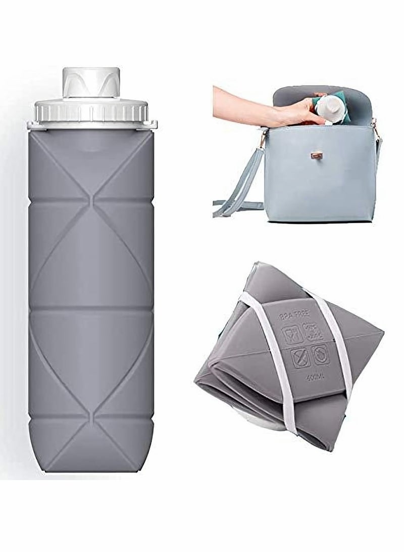 Excefore Collapsible Sports Water Bottles Leakproof Valve BPA Free Silicone Foldable Bottle for Gym Camping Lightweight Travel Durable 20oz - Image 1