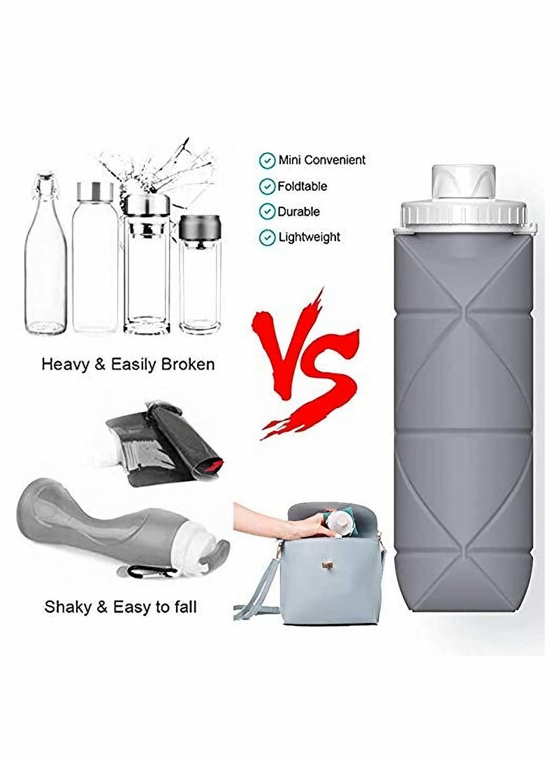 Excefore Collapsible Sports Water Bottles Leakproof Valve BPA Free Silicone Foldable Bottle for Gym Camping Lightweight Travel Durable 20oz - Image 3