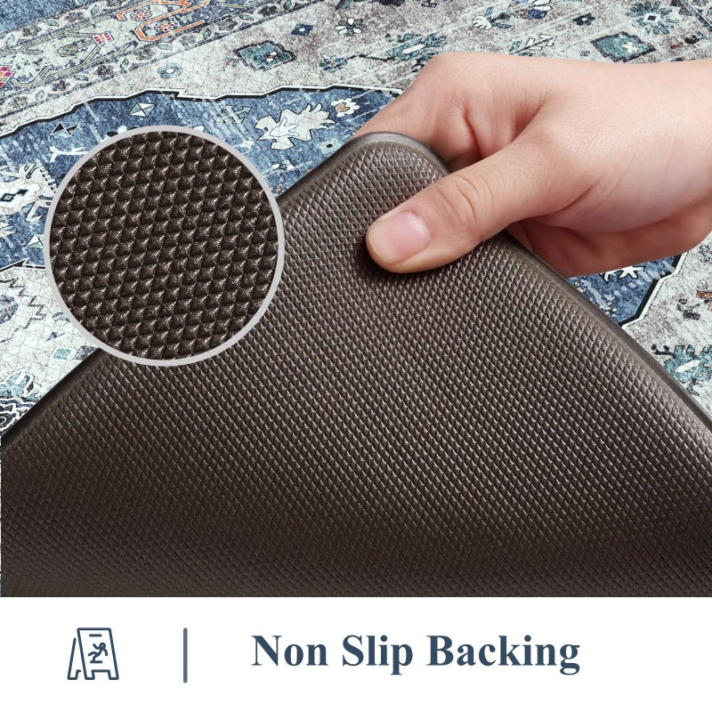 Collive Boho Kitchen Rugs Set of 2 Non Skid Kitchen Mats for Floor Cushioned Anti Fatigue Kitchen Floor Mats Waterproof Comfort Heavy Duty Foam Mats for Standing Desk Sink Laundry, 17.3"x29"+17.3"x47" - Image 4