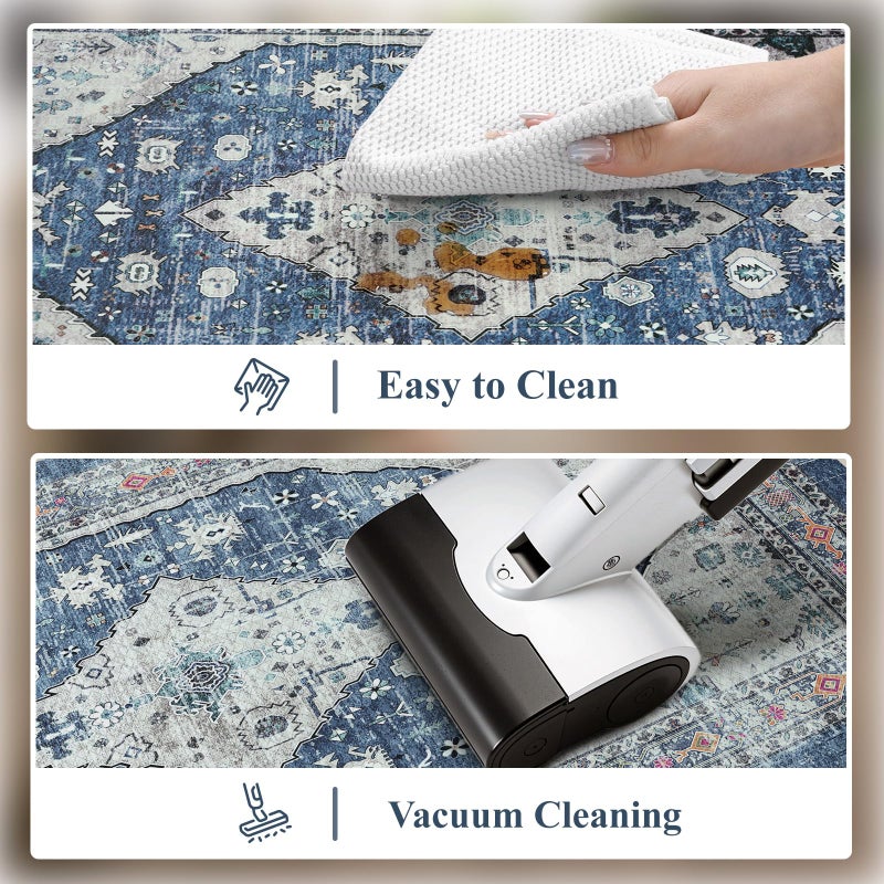 Collive Boho Kitchen Rugs Set of 2 Non Skid Kitchen Mats for Floor Cushioned Anti Fatigue Kitchen Floor Mats Waterproof Comfort Heavy Duty Foam Mats for Standing Desk Sink Laundry, 17.3"x29"+17.3"x47" - Image 5