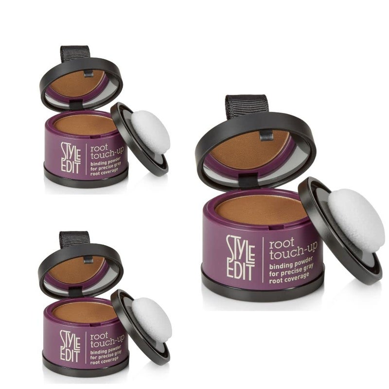 Style Edit Root Touch Up Powder to Cover Up Dark Roots and Grays Between Salon Visits Water Resistant NonSticky Compact And MessFree Medium Brown Hair Color Pack of 3