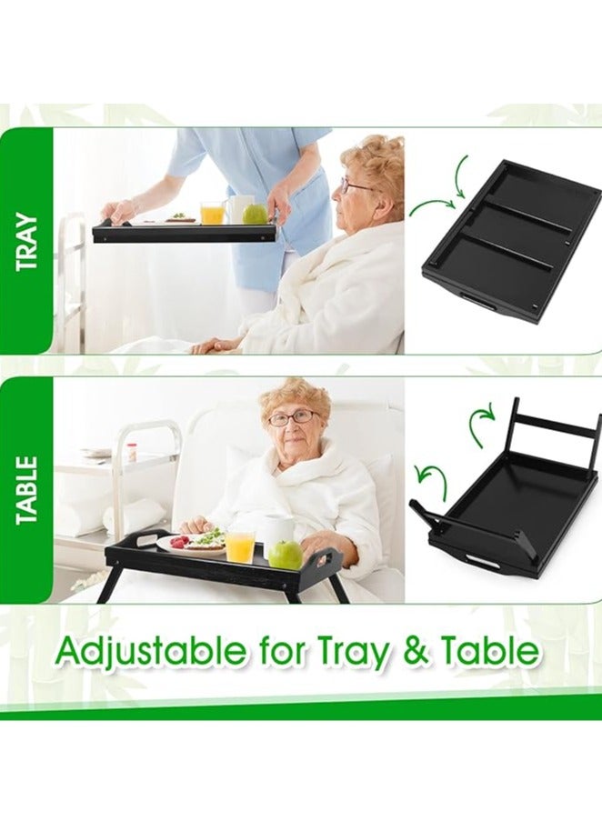 عربست طاولة سرير قابلة للطي مع مقابض وصينية طعام الإفطار للأريكة والسرير والأكل والرسم والأطباق وطاولة تقديم الوجبات الخفيفة (أسود) - Image 5