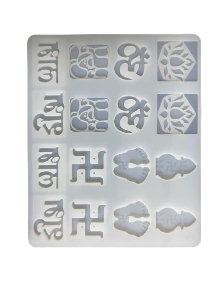 Artool Artool Diwali Home Decore Kalash Sathiya Subh Labh Ganesh Om Kamal Lotus Resin Mold for DIY Epoxy Resin Art, Diwali Decoration Mould, Set of 1 (AA85)  - Image 1