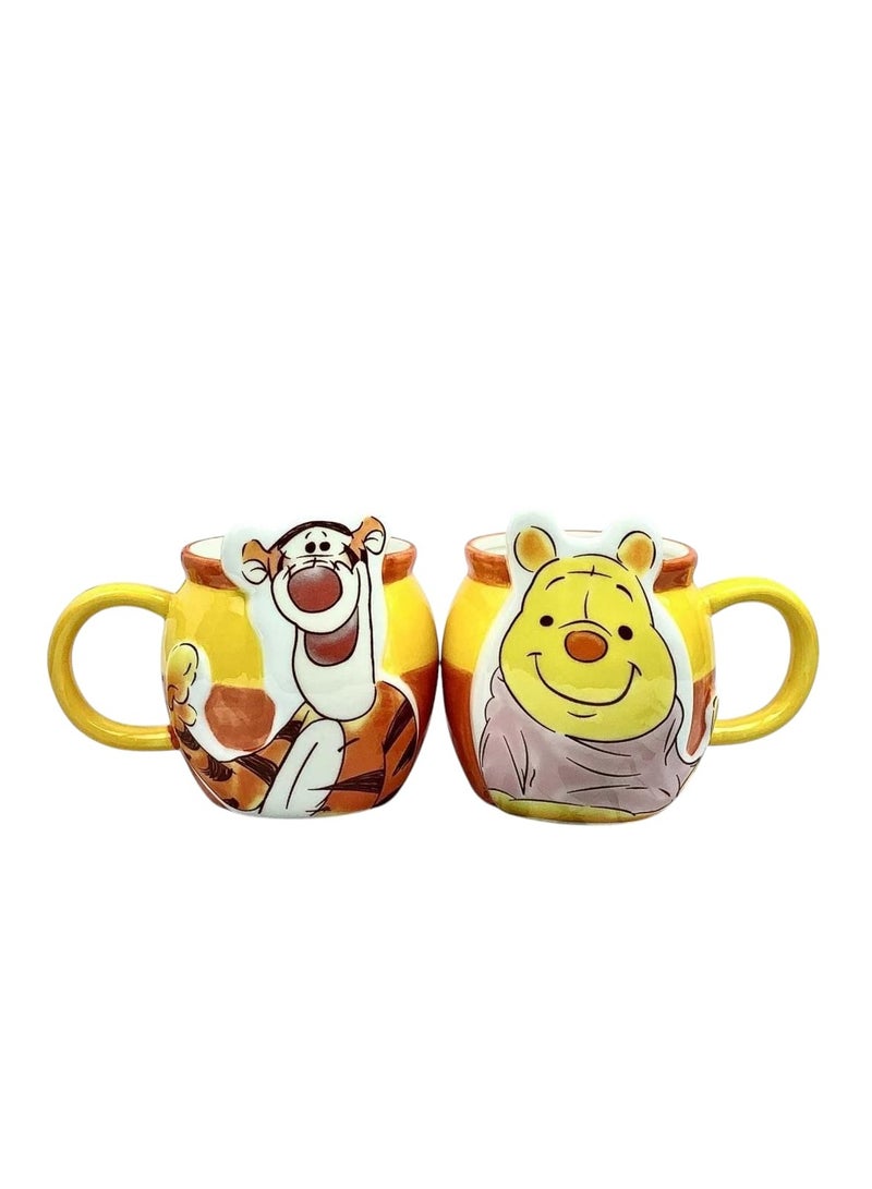 NATIONAL GIFT WORLD COMMERCIAL Winnie the Pooh and Tiger Couples Mugs Ceramic Set 400ml - Image 1