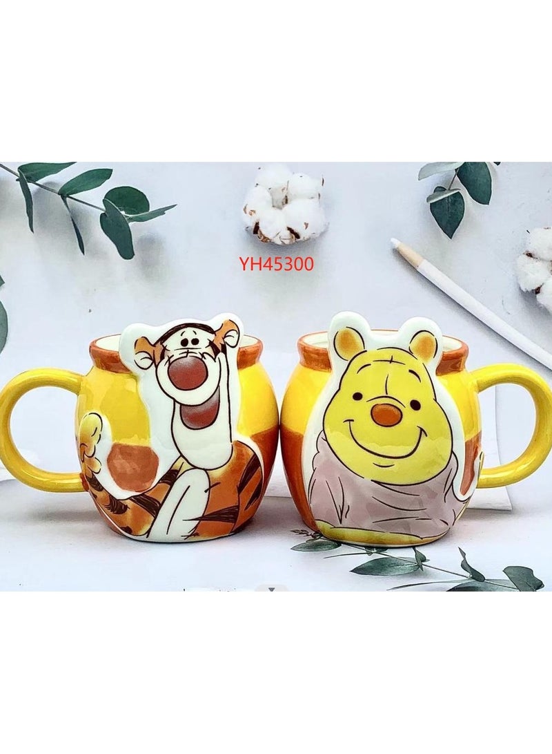 NATIONAL GIFT WORLD COMMERCIAL Winnie the Pooh and Tiger Couples Mugs Ceramic Set 400ml - Image 2