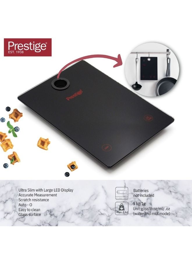 Prestige Digital Kitchen Scale Multifunction Food Weight Scale 5KG | Ultra Slim with Large LCD Display Premium Plastic and Glass Food Scales | 11lb/5kg with 0.1oz/1g Precision, black - PR81006 - Image 3
