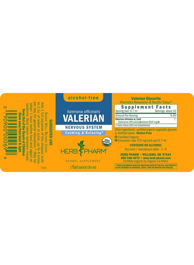 HERB PHARM مستخلص سائل من جذر حشيشة الهر العضوي المعتمد للاسترخاء والنوم المريح، جلسرين خالٍ من الكحول، 1 أونصة - Image 3