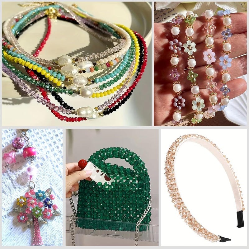 Xilitata 1800Pcs 4mm Glass Beads for Bracelets Jewelry Making, Faceted Bead Friendship Bracelet Kit, Rainbow Beads DIY Craft with Charms - Image 4