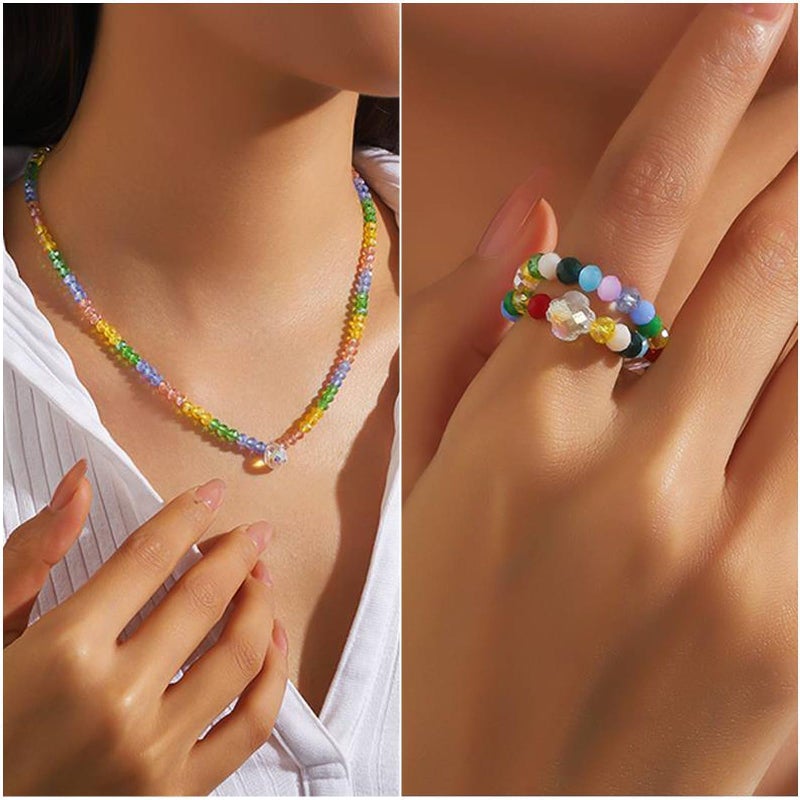 Xilitata 1800Pcs 4mm Glass Beads for Bracelets Jewelry Making, Faceted Bead Friendship Bracelet Kit, Rainbow Beads DIY Craft with Charms - Image 2
