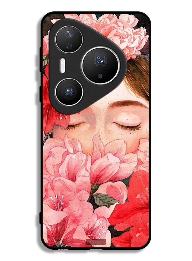 Tolwak Huawei Pura 80 Pro Plus Protective Case Cover Girl Face Hide In Flowers Art - Image 1