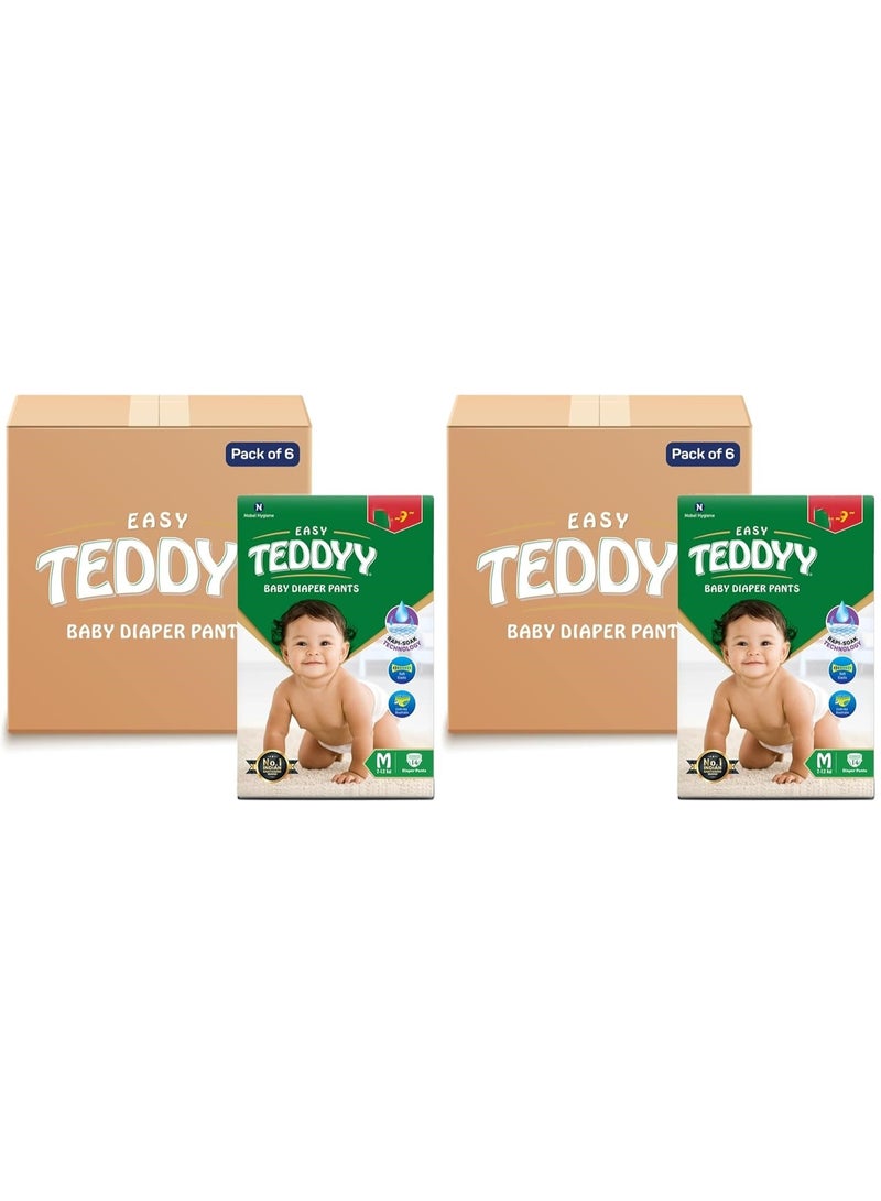 TEDDYY Easy Baby M Size Diaper Pant Style | 14 Count (Medium) | 7–12 kg (Pack of 12) | Long Protection Hours | Anti-Bacterial | Airy Breathable Fit | Rapid Soaker Channels with Wetness Indicator - Image 1