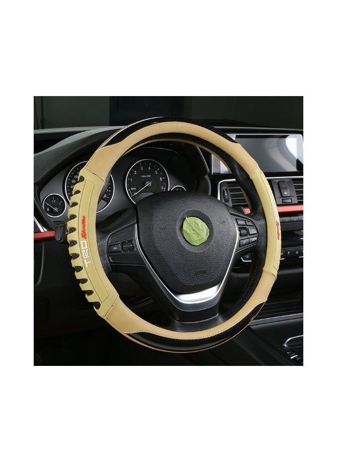 Generic Premium Car Steering Wheel Cover Comfortable Non-Slip Sport Style,Universal Fit For Most Cars 14.5 Inches(37cm) Beige 