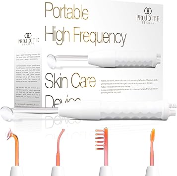 Project E Beauty High Frequency Wand Neon Gas by Project E Beauty AntiAging Skincare Routine Reduced Wrinkles Reduced Puffy Eyes Skin Therapy Machine with 4 Wands - Image 1