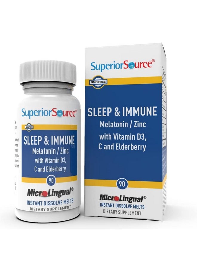 Superior Source Superior Source Sleep & Immune - Health Supplement - Supports Immune System & Better Sleep - Contains Vitamin C, Vitamin D3, Zinc, Melatonin & Elderberry Extract - 90 Instant Dissolve Tablets  - Image 1