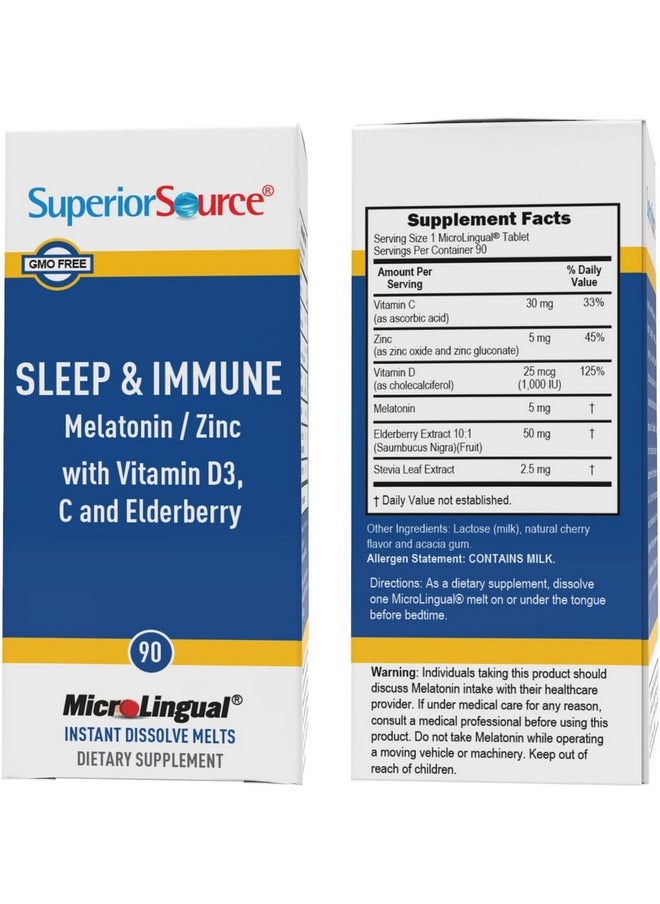 Superior Source Superior Source Sleep & Immune - Health Supplement - Supports Immune System & Better Sleep - Contains Vitamin C, Vitamin D3, Zinc, Melatonin & Elderberry Extract - 90 Instant Dissolve Tablets  - Image 3