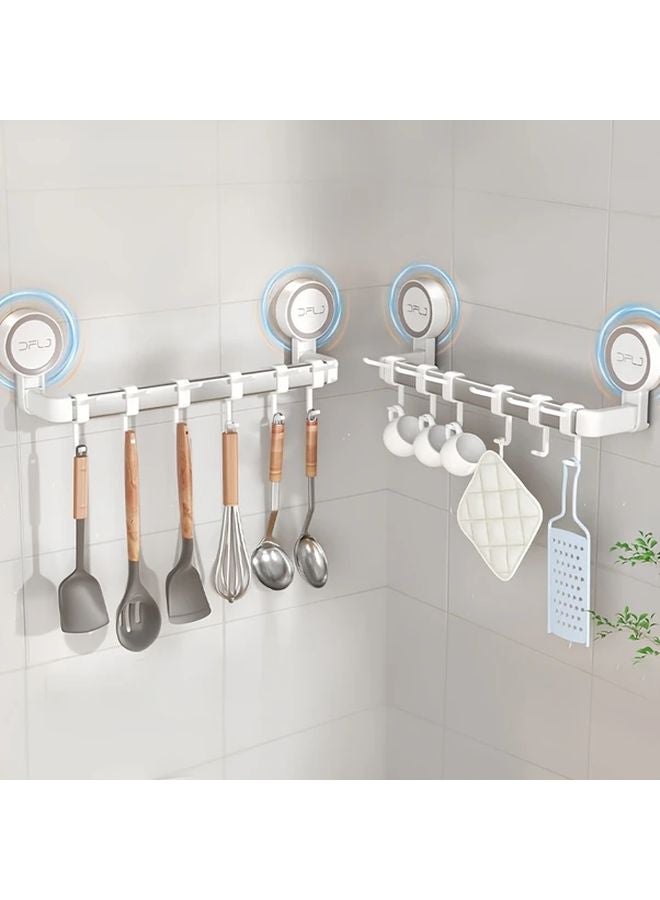 White No Drill Wall Mounted Organizer 12 Hooks For Kitchen Utensils Spatula Cookware - Image 3