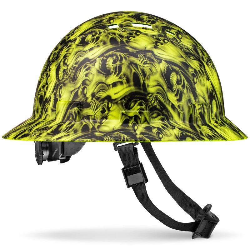 ACERPAL Full Brim Vented Three Wise Skulls Tattoo/Skull Design Matte Finish OSHA Hard Hat with 6-Point Suspension - Image 1