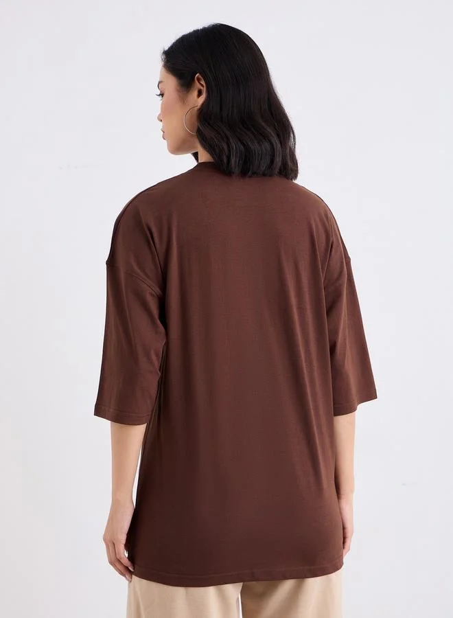 Styli Styli Slogan Print Oversized Longline T-Shirt