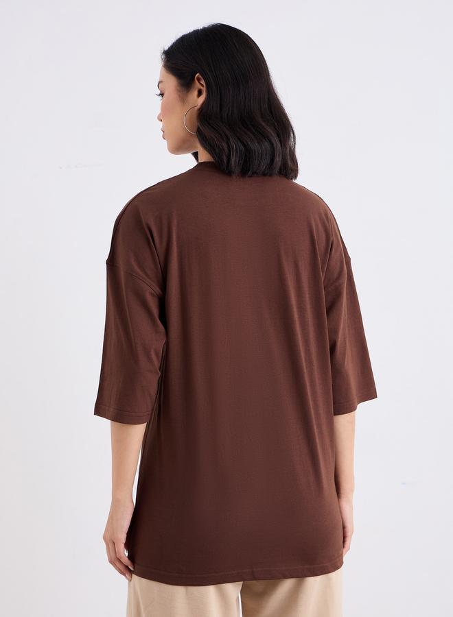 ستايلي تيشيرت طويل فضفاض بطبعة شعار ستايلي - Image 4