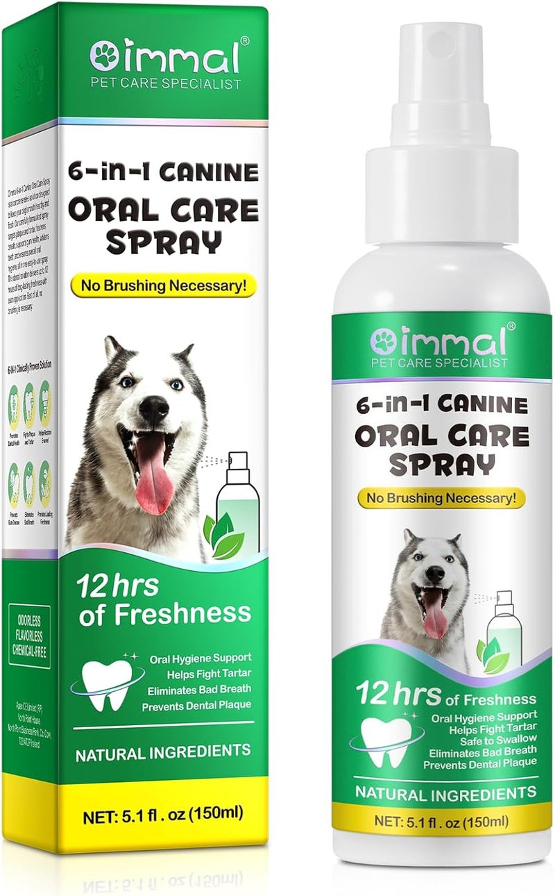 Oimmal Single & bulk storage compatible Oral Care Spray for Dogs, Dog Dental Spray Removes Tartar, Dog Breath Freshener, Dog Breath Spray, Plaque and Freshens Breath Instantly, Pet Clean Teeth Cleaning Spray, Gums Health Care for Dog Climate adapted upgraded quality - Image 1
