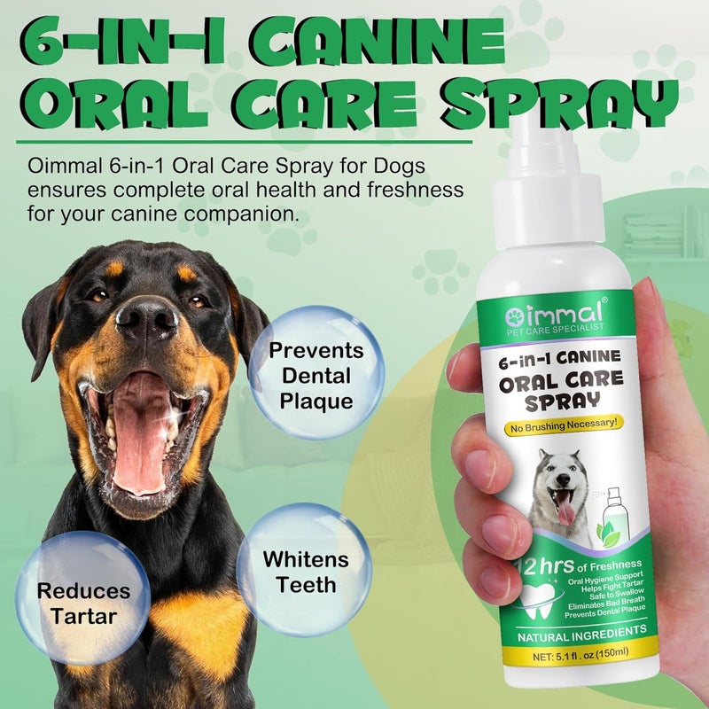 Oimmal Single & bulk storage compatible Oral Care Spray for Dogs, Dog Dental Spray Removes Tartar, Dog Breath Freshener, Dog Breath Spray, Plaque and Freshens Breath Instantly, Pet Clean Teeth Cleaning Spray, Gums Health Care for Dog Climate adapted upgraded quality - Image 5