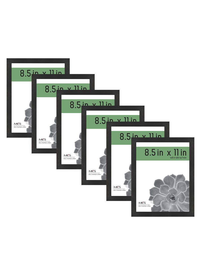 MCS MCS Gallery Essential Certificate Document Frame Set Gallery Wall Frames Fit 85 x 11 Diplomas Documents  Certificates Black Woodgrain 6Pack 