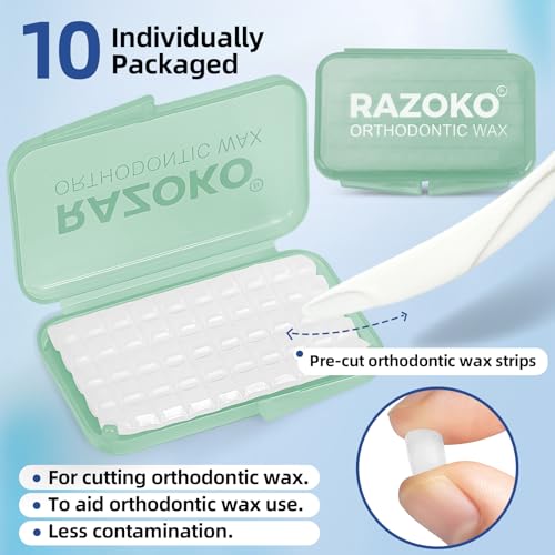 RAZOKO Orthodontic Wax for Braces Aligners Dental Wax Food Grade Orthodontic Wax Strips Precut Wax Dots - Image 2