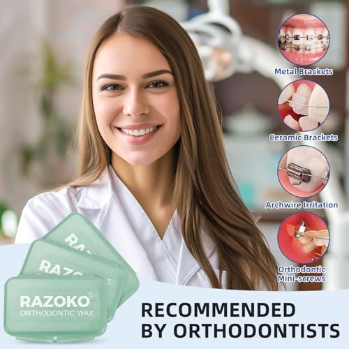 RAZOKO Orthodontic Wax for Braces Aligners Dental Wax Food Grade Orthodontic Wax Strips Precut Wax Dots - Image 5