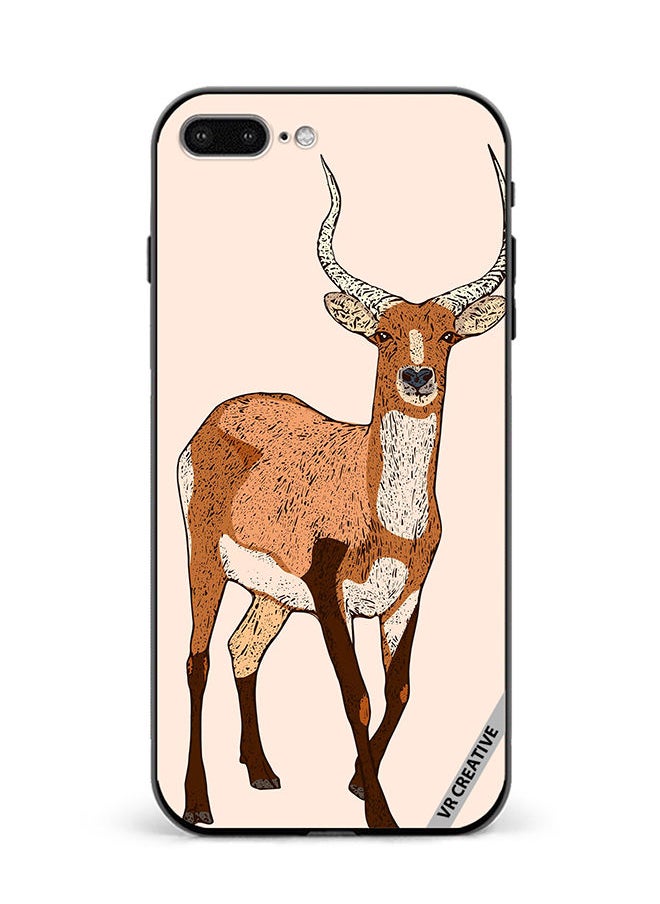 VR CREATIVE - Protective Case Cover For Apple iPhone 7 Plus/8 Plus Red Lechwe, Deer Engraved Design Multicolour - Image 1